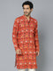Men's Red Patola Print Ethnic Kurta