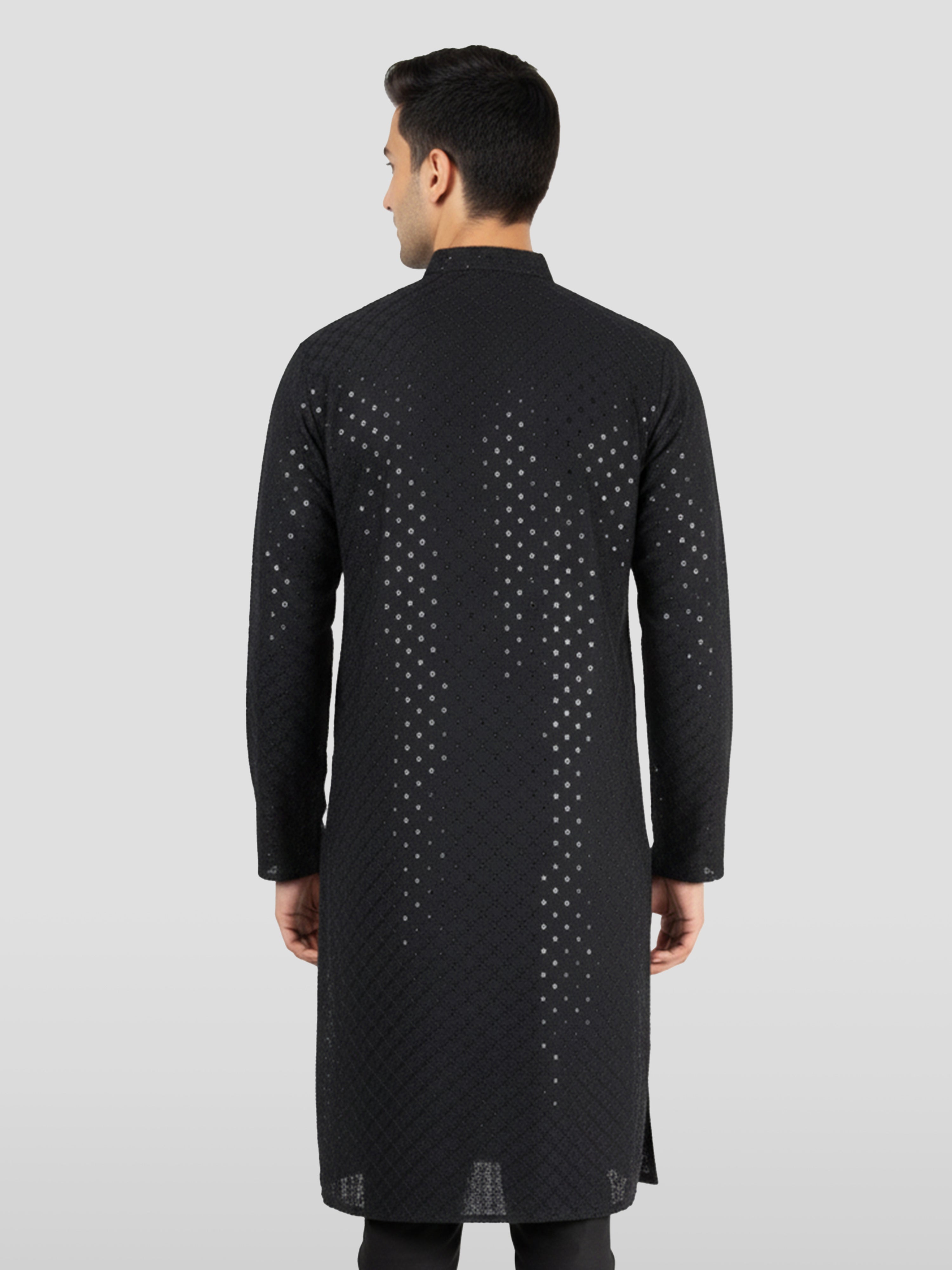 Men's Black Cotton Blend Kurta