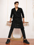 Men's Black Cotton Blend Kurta And Pyjama Set