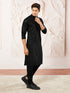 Men's Black Cotton Blend Kurta And Pyjama Set