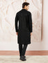 Men's Black Cotton Blend Kurta And Pyjama Set