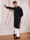 Men Black Cotton-Blend Self Design Kurta Pant Set
