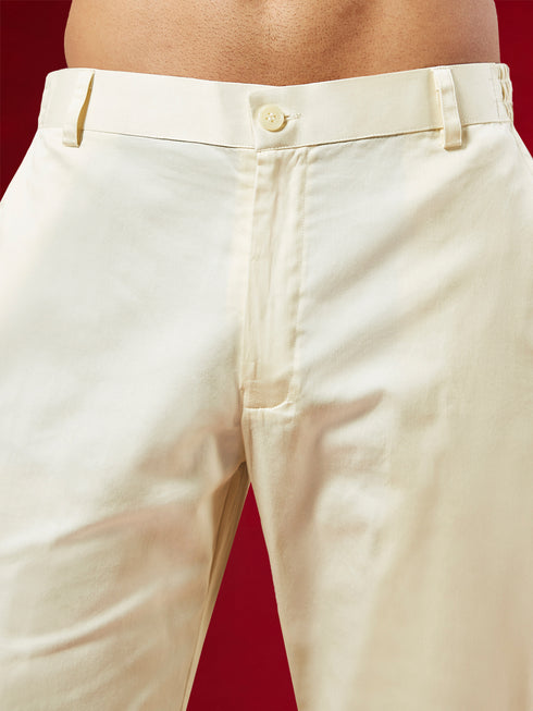 Men's Multi Color Base Yellow Cotton Blend Kurta Pyjama Set