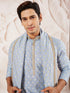 Men's Aqua Silk Blend Kurta Pyjama And Dupatta Set
