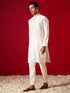 Men's Cream Silk Blend Jacquard Kurta With Pant Set