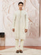 Men's Cream Silk Blend Kurta Pyjama Set