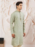 Men's Green Silk Blend Jacquard Kurta