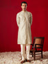 Men's Green Silk Blend Jacquard Kurta With Pant Set