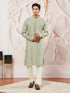 Men's Green Silk Blend Kurta Pyjama Set