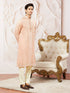 Men's Peach Silk Blend Kurta Pyjama Set