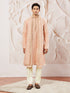 Men's Peach Silk Blend Kurta Pyjama Set