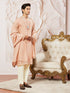 Men's Peach Silk Blend Kurta Pyjama Set