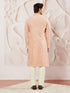 Men's Peach Silk Blend Kurta Pyjama Set