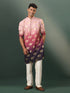 Men's Ombre Elephant Motif Print Cotton Blend Kurta