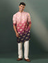 Men's Ombre Elephant Motif Print Cotton Blend Kurta Pyjama Set