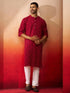 Men's Red Thread Embroidered Kurta with Pyjama