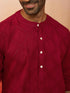Men's Red Thread Embroidered Kurta with Pyjama