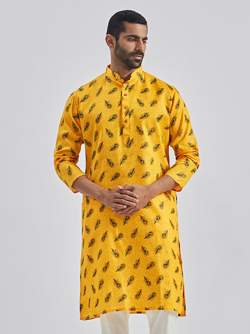 Men's Yellow Muslin Cotton Kurta
