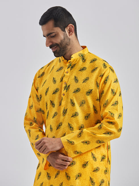 Men's Yellow Muslin Cotton Kurta