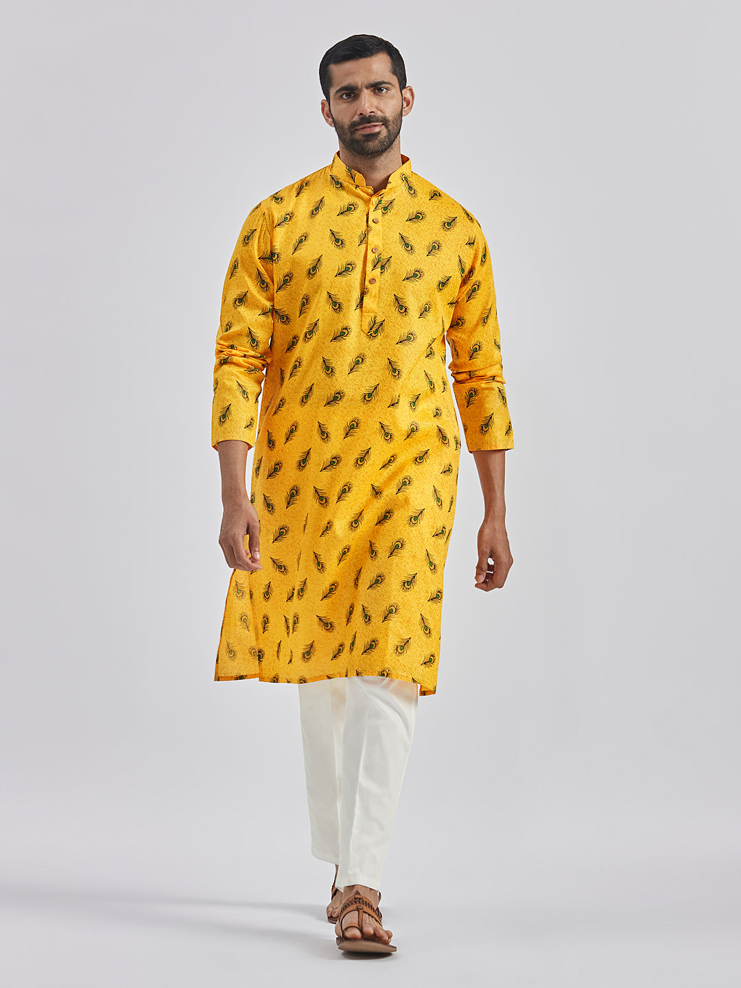 Men's Yellow Muslin Cotton Kurta Pyjama Set