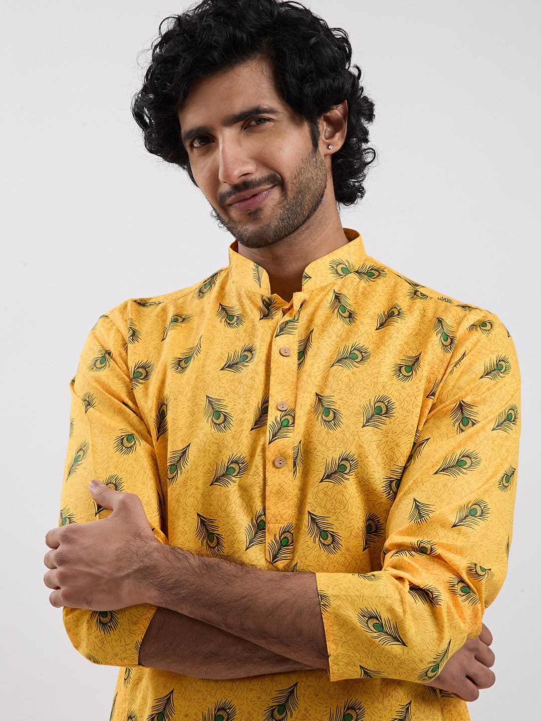 Men's Yellow Muslin Cotton Kurta Pyjama Set