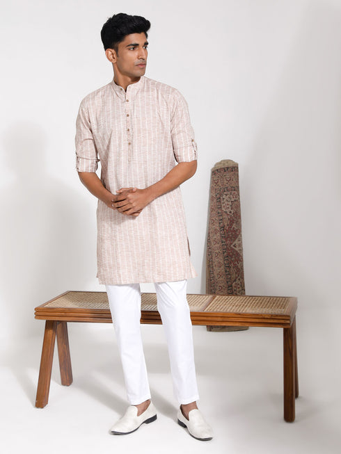 Men's Beige Cotton Kurta