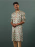 Me's Aqua Silk Blend Floral Printed Kurta