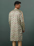 Men's Aqua Silk Blend Floral Printed Kurta