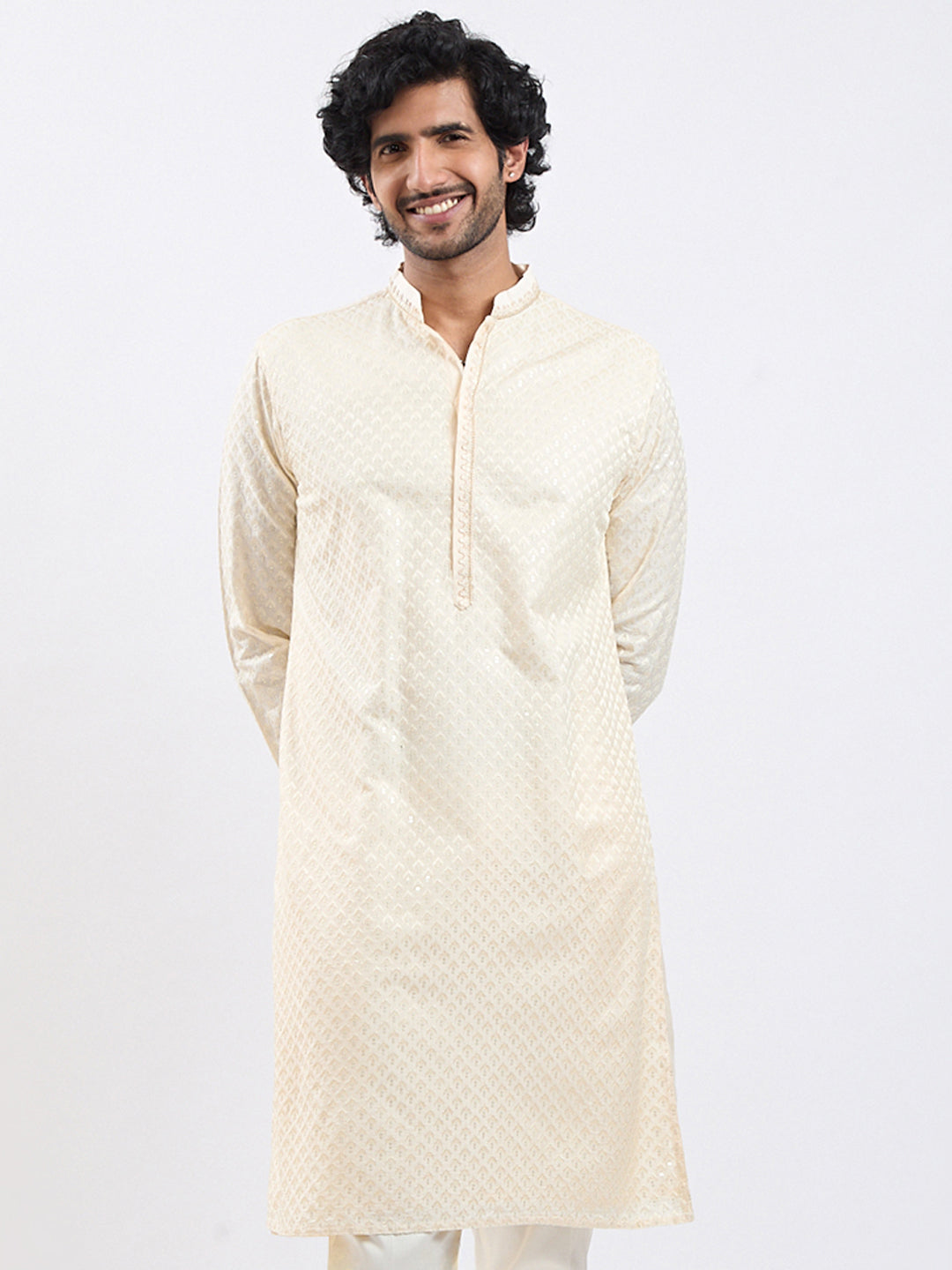 Men's Cream Viscose Kurta