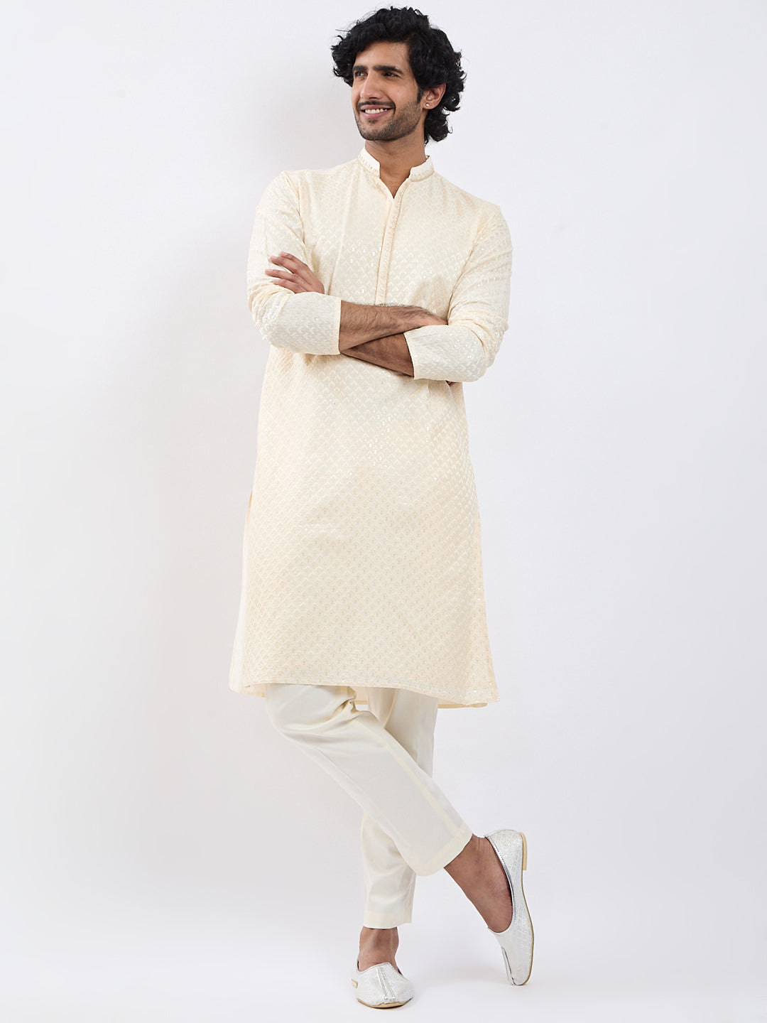 Men's Cream Viscose Kurta