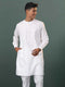 Men's Cream Cotton Embellished Kurta