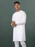 Men's Cream Cotton Embellished Kurta