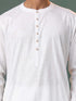 Men's Cream Cotton Embellished Kurta