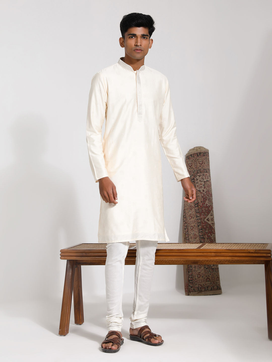 Men's Cream Viscose Kurta