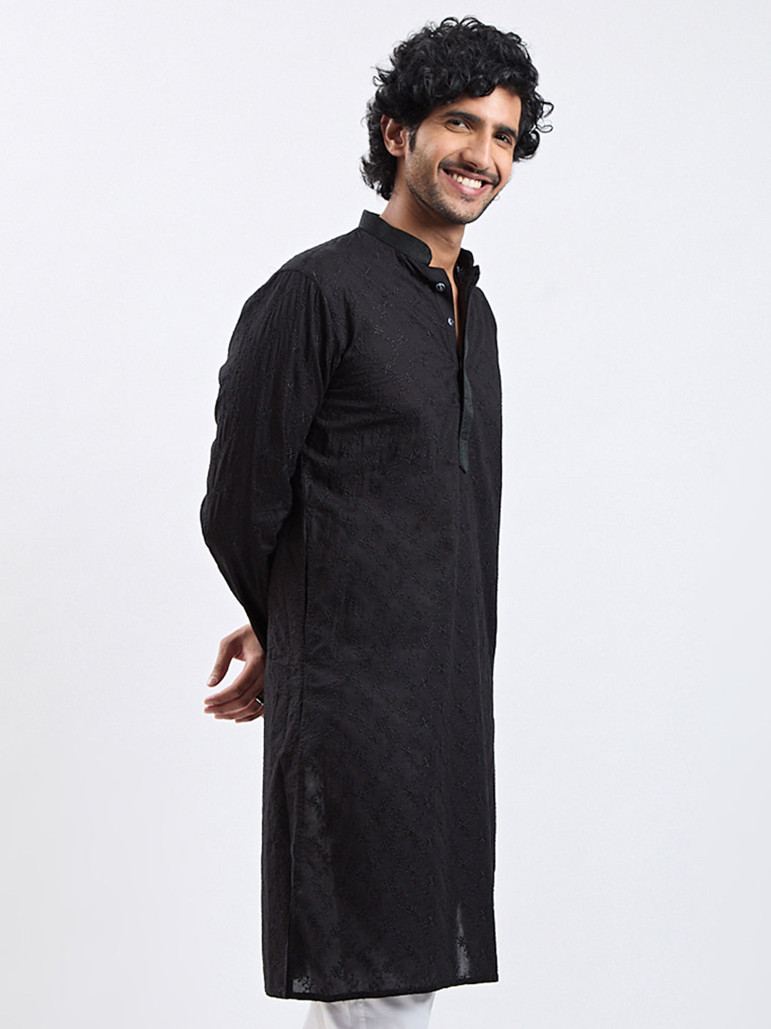Men's Black Cotton Kurta
