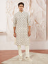 Men's Cream Cotton Blend Kurta And Pyjama Set