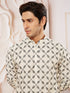 Men's Cream Cotton Blend Kurta And Pyjama Set