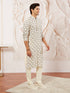 Men's Cream Cotton Blend Kurta And Pyjama Set