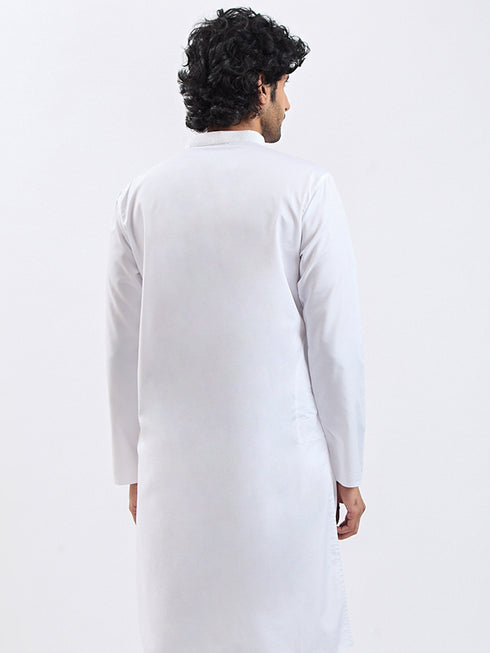 Men's White Cotton Silk Kurta