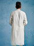 Men's White Silk Blend Geometry Thigh Length Kurta