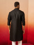 Vastramay Men Black Silk Fancy Jacquard Kurta