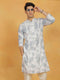 Men's Grey Cotton Blend Kurta