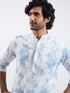 Men's Grey And Cream Cotton Blend Kurta And Pyjama Set