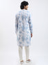 Men's Grey And Cream Cotton Blend Kurta And Pyjama Set