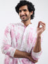 Men's Pink And Cream Cotton Blend Kurta And Pyjama Set