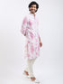 Men's Pink And Cream Cotton Blend Kurta And Pyjama Set
