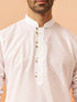 Vastramay Men White Cotton Geometric Jacquard Kurta