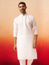 Vastramay Men White Cotton Geometric Jacquard Kurta