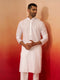Vastramay Men White Cotton Wave Pattern Jacquard Kurta