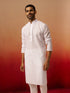 Vastramay Men White Cotton Wave Pattern Jacquard Kurta